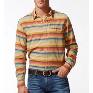 Lucky Brand Mens California Humboldt Stripe Button Up Shirt Multi Color Size L